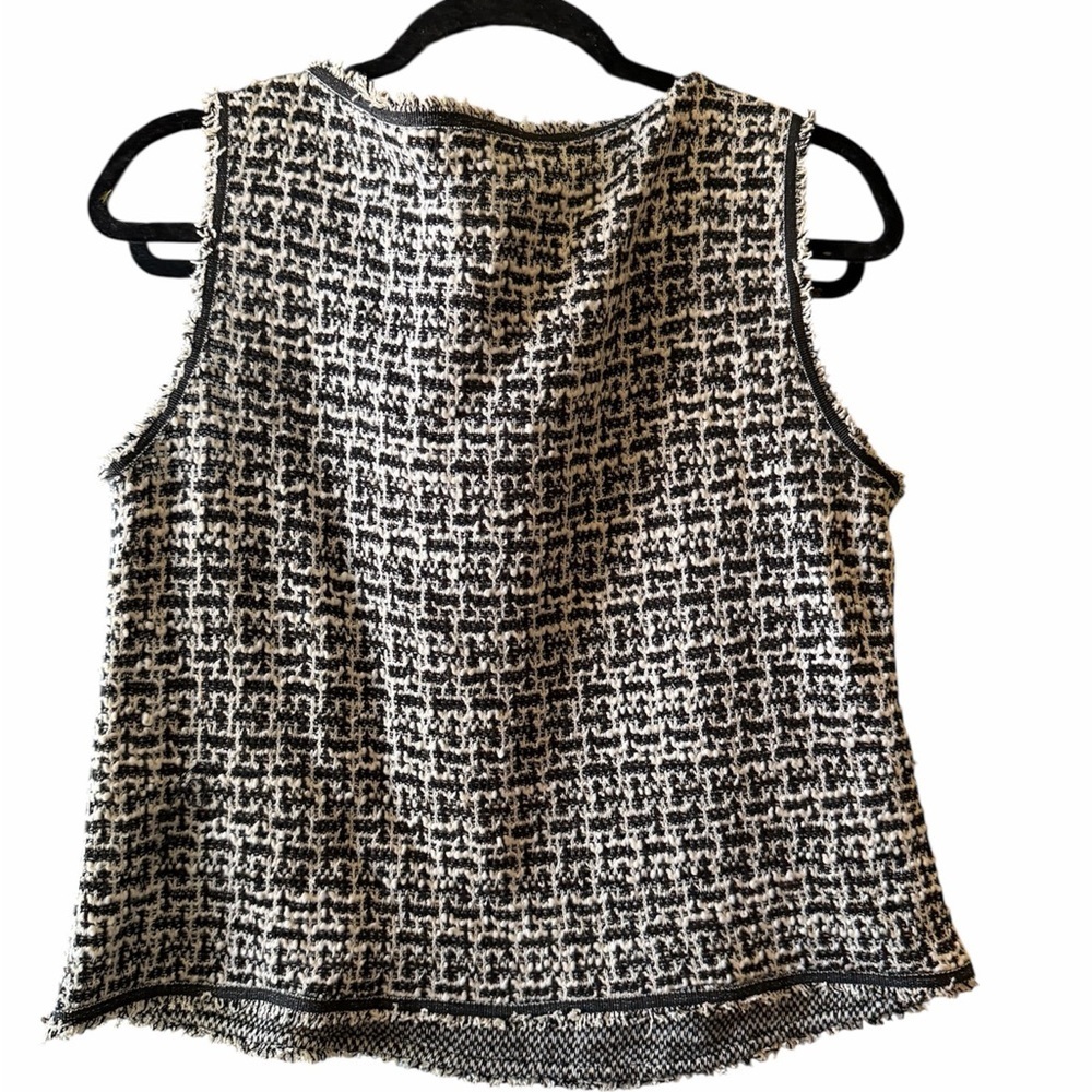 Max Studio Black & White Tweed Camisole with Frayed Trim - Picture 9 of 9